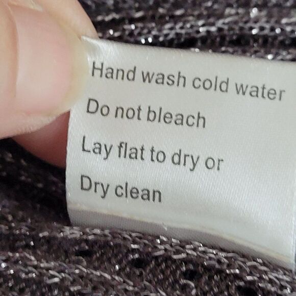 Belldini Cardigan Sweater Brown Sparkle Open Waterfall Long Sleeve Duster M - Picture 9 of 11